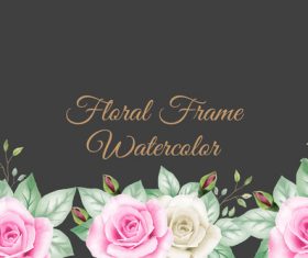 Black background flower watercolor painting vector