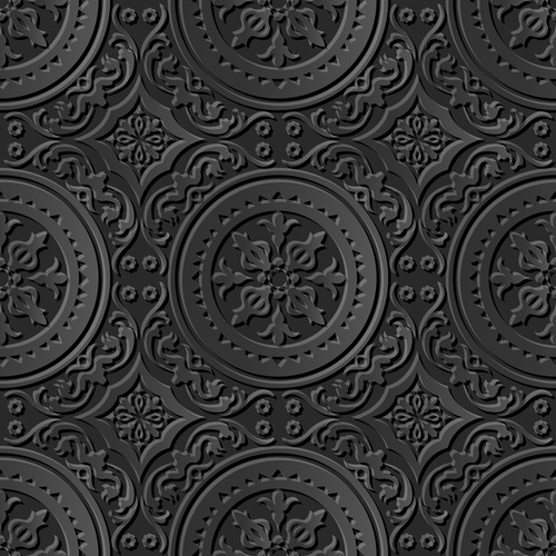 Black decoration 3d patterns in vector