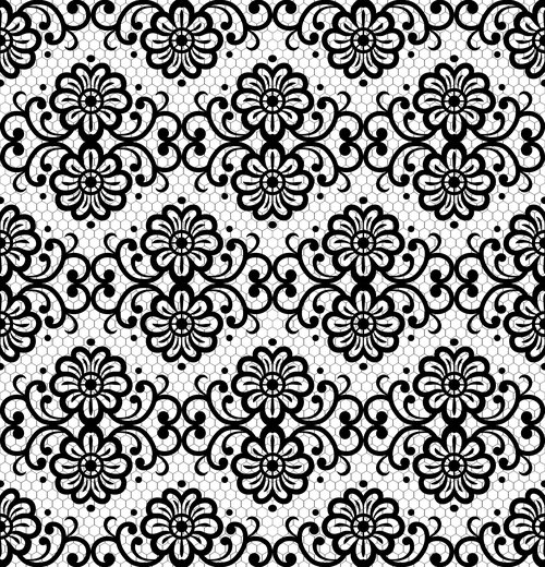 Black flower knitting pattern vector