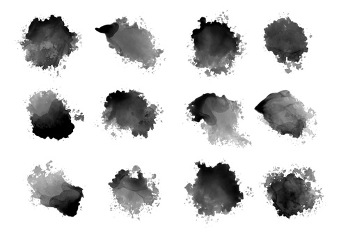 Black ink watercolor splatters drips vector