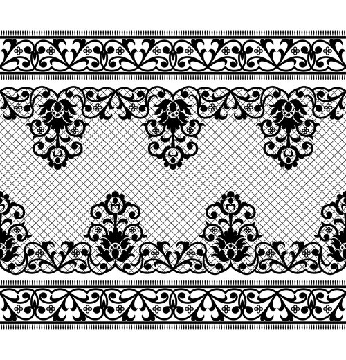Black knitted flower decorative pattern vector