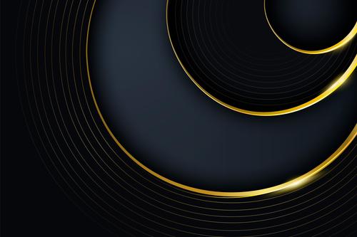 Black vector background golden arc