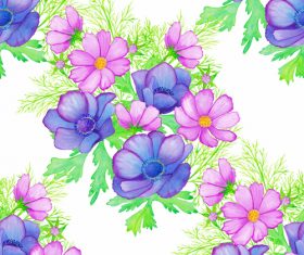Blue and pink flowers seamless background vector