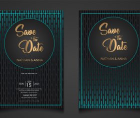 Blue modern wedding invitation vector card