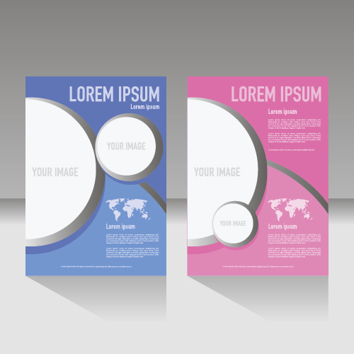 Blue pink brochure cover design vector
