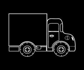 Box truck black and white silhouette vector