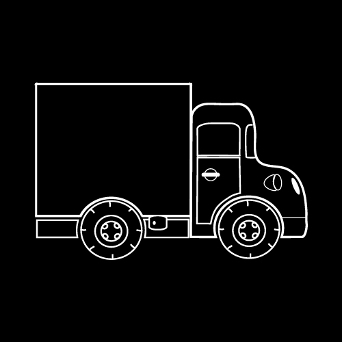 Box truck black and white silhouette vector