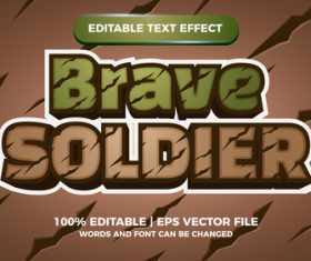 Brave soldier editable text effect comic games title vector