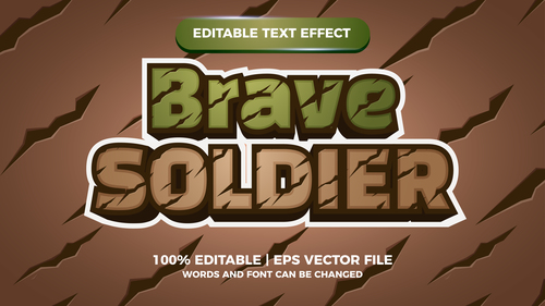 Brave soldier editable text effect comic games title vector