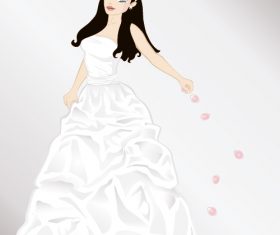 Bride throwing rose petals vector