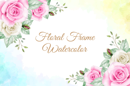 Bright flowers watercolor painting vector background