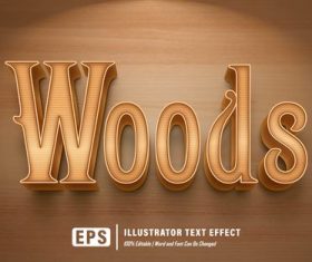 Brown editable font effect text vector