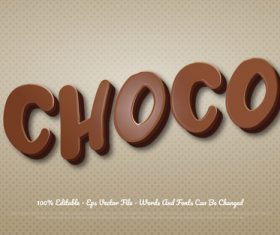 CHOCO 3d editable text style effect vector