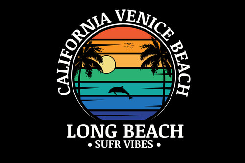 California venice beach long beach surf vector