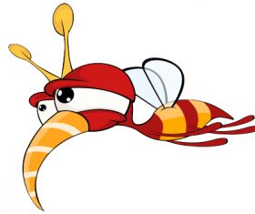 Cartoon illustration of a red fly insect vector