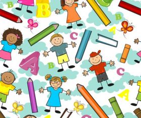 Children seamless cloud background vector