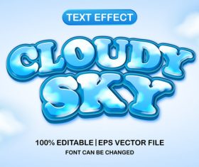 Cloudy sky 3d editable text style vector