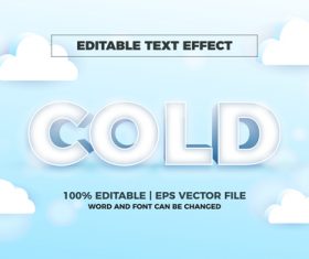 Cold editable text effect vector