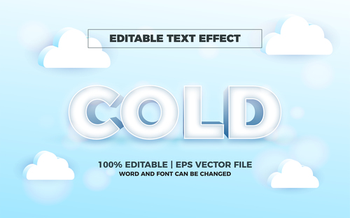 Cold editable text effect vector