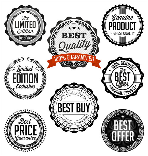 Collection of vintage badges vector