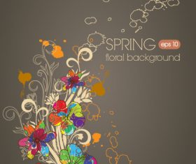 Color drawn floral background vector