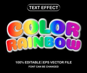 Color rainbow 3d editable text style vector