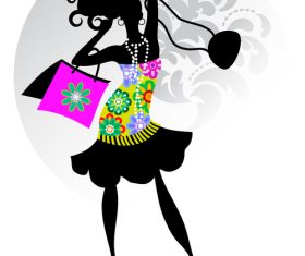 Color skirt girl silhouette vector