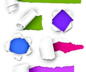 Colorful background white torn paper vector