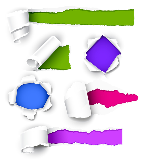 Colorful background white torn paper vector