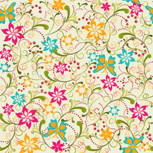 Colorful flowers seamless background vector