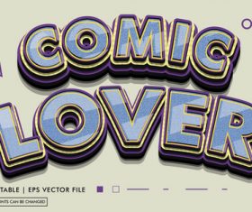 Comic lover editable text style effect vector