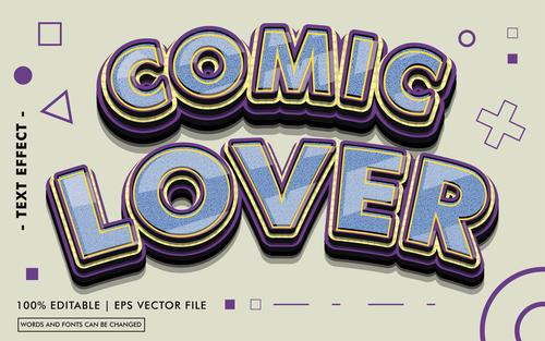 Comic lover editable text style effect vector