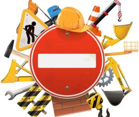 Construction concept with red sign vector