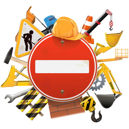 Construction concept with red sign vector