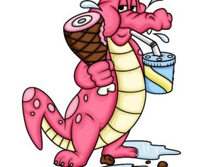 Crocodile eating food cartoon vector