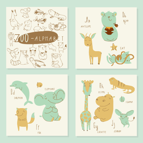 Cute zoo alphabet in vector