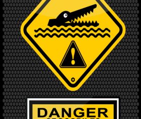Danger crocodiles no swimming vector