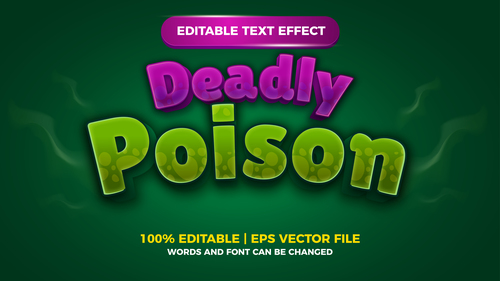 Deadly poison editable text effect comic games title vector