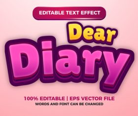 Dear Diary editable text effect vector