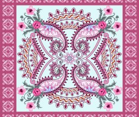 Decorated light pink paisley and flower vector