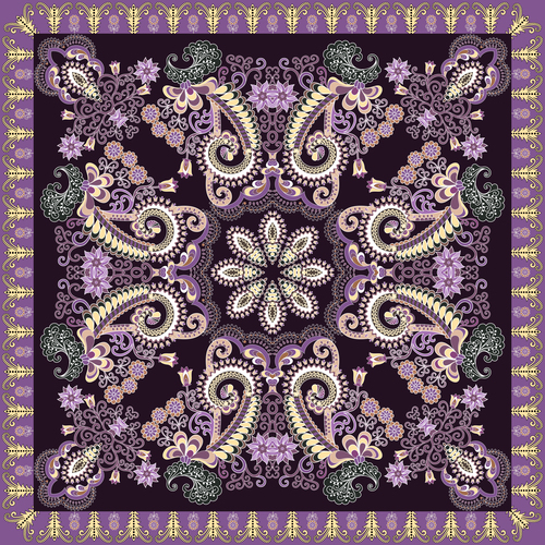 Decorated with colorful bandanna vector on dark purple background