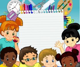 Different skin color children vector