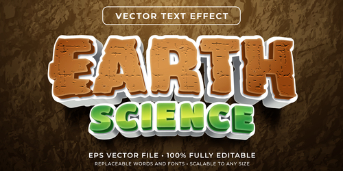 Earth science editable font effect text vector