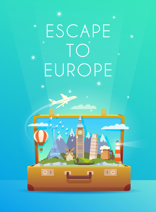 Escape to europe illustration vector