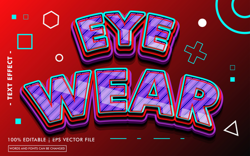 Eye wear editable text style effect vector