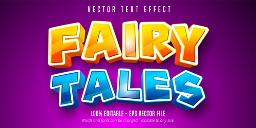 Fairy tales editable font effect text vector