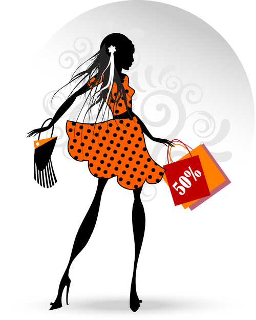 Fashion girls with shopping in vector