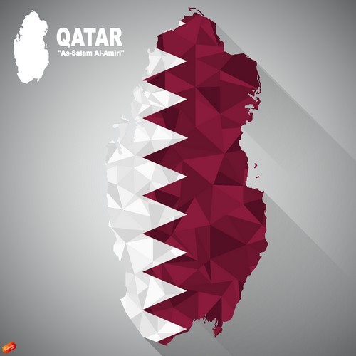 Flag Qatar vector on map