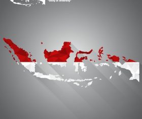 Flag of Indonesia on map vector