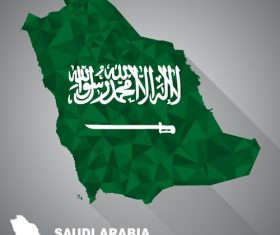 Flag vector on Saudi arabia map